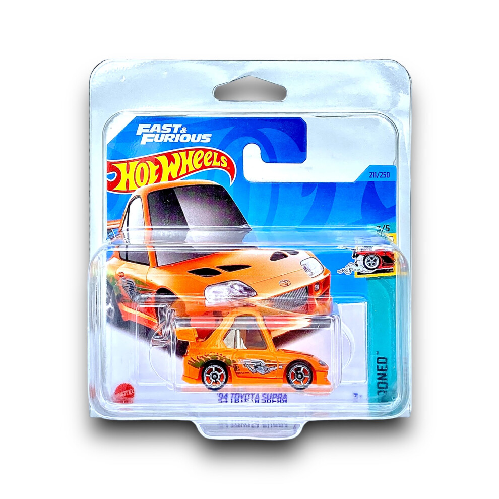 '94 Toyota Supra (Orange) 3/5 Tooned - 2023-211/250 (Short Card) - COMES IN A KLAS CAR KEEPER PROTECTIVE COLLECTORS CASE - HKG62