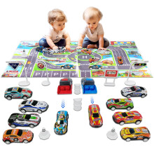 Matchbox Cars, 21Pcs Small Toys with Launcher/Roadblock/Kids Play Mat/Storage Bag, Metal Shell, Pullback Diecast Model, Christmas Birthday Party Gifts