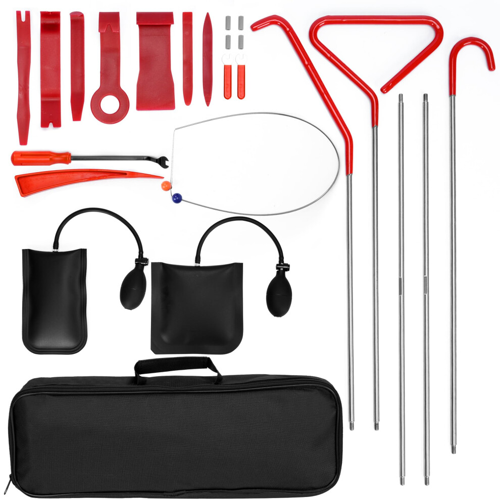 24Pcs Car Tool Kit For Vehicles, Professional Car Emergency Repair Kit, Including Trim Removal Tool, Long Reach Grabber, J-Hook, Air Wedge Bag, 6974957261323