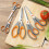 Scissors, Kitchen Scissors with Sharp Stainless Steel Blades and Soft Handles, Multifunctional Scissors Set, 5PCs, Orange/Grey 7