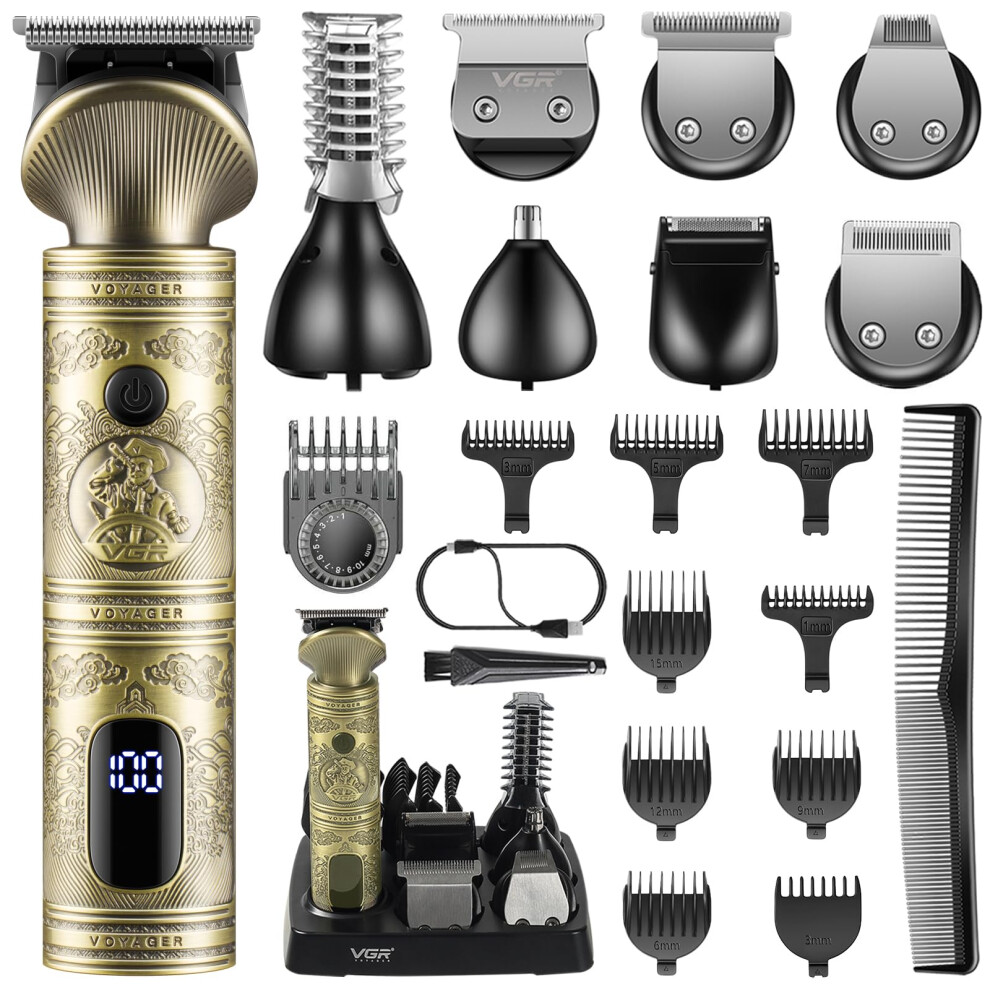 Vgr Beard Trimmer Kit For Men Rechargeable Professional,7 In 1 Cordless Hair Clipper,21Pieces Beard Grooming Kit With Hair Clippers Trimmer Foil Shaver