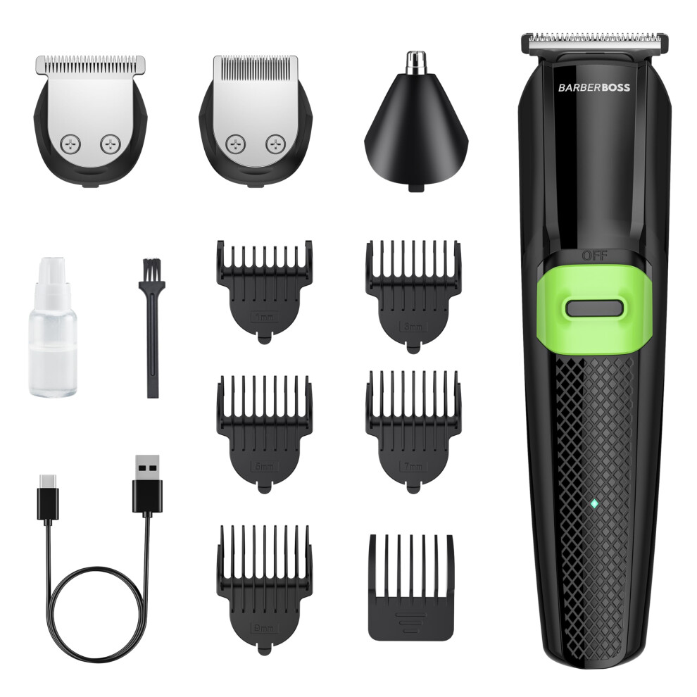 Barberboss All-In-One Mens Grooming Kits, Beard Trimmer Men, Hair Clippers Men, Nose Hair Trimmer, Hair Trimmer Men, Cordless Clippers For Men Haircut, Face