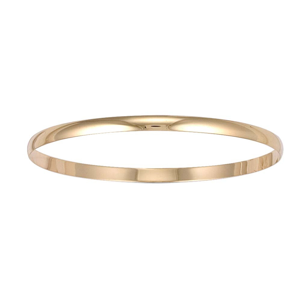 Jewelco London Ladies Solid 9ct Yellow Gold D-Shape 4mm Bangle Bracelet - JBG061