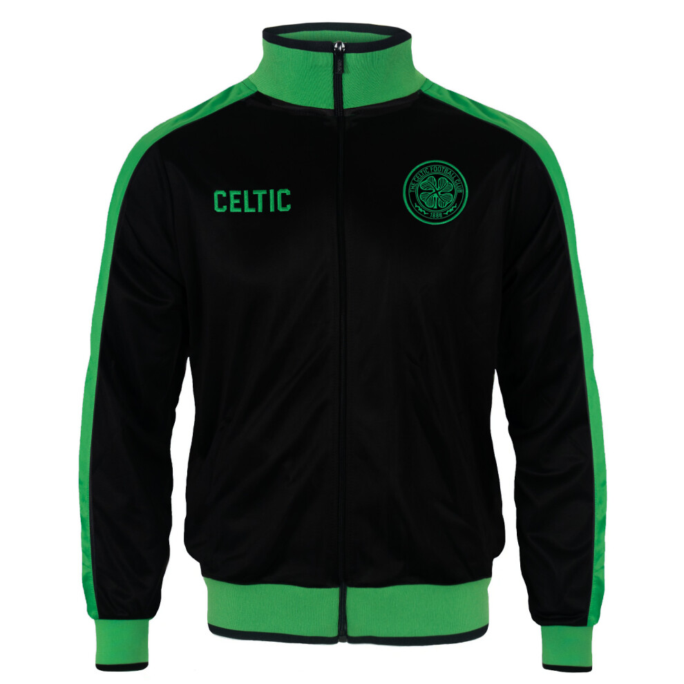 (Black/Green, XXL) Celtic FC Mens Jacket Track Top Retro OFFICIAL Football Gift