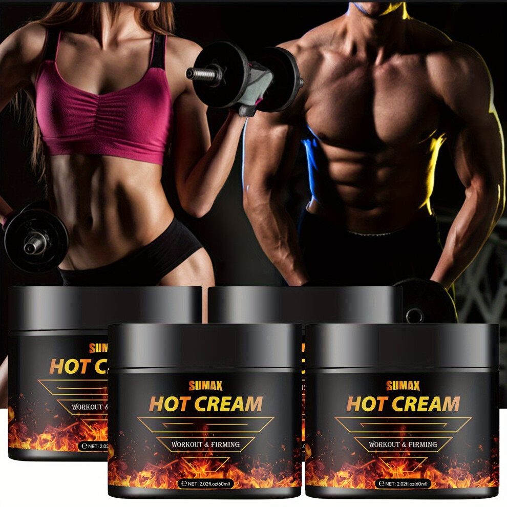 Flemye (4Pcs-Hot Sweat Cream) 60Ml/Pcs Hot Cream, Muscle Body Massage Cream, Body Lotion Glycerin-Rich