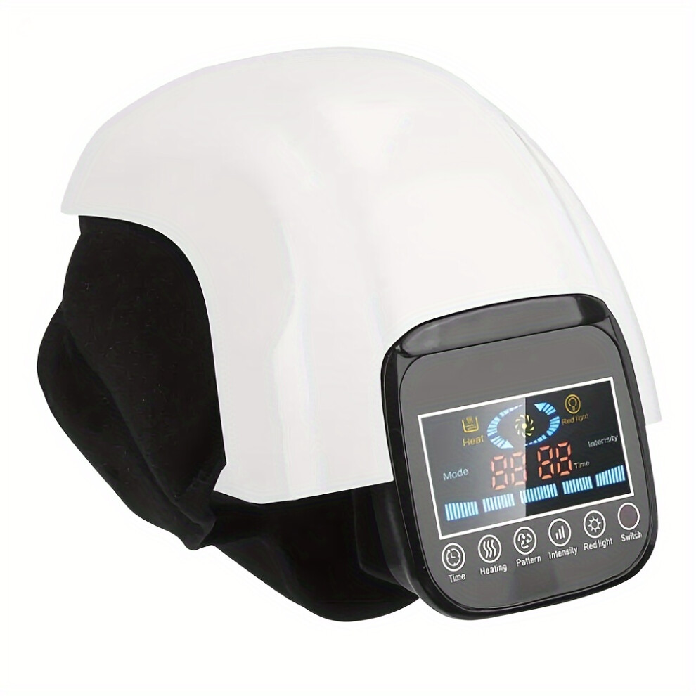 Flemye (White) Electric Rechargeable Knee Massager Infrared Heat Pain Relief Therapy Knee Brace Wrap With Air Pressure