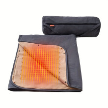 (Gray With Light Khaki) Outdoor camping electric blanket 12V low-pressure picnic car warm-up blanket