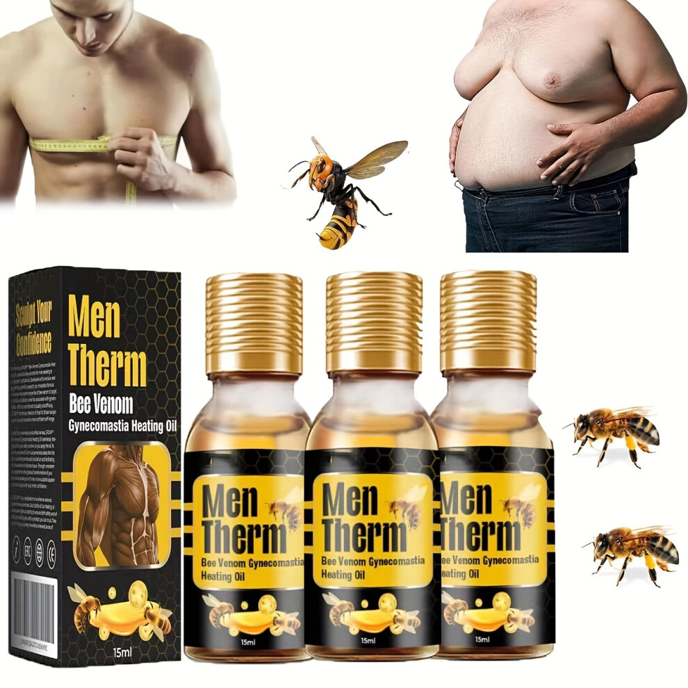 (3) Men's Therm Bee Venom Gynecomastia Healing Oil, And Create a Firmer Chest Line