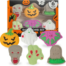 Kids Halloween Bath Bombs Set Scary Pattern Shaped Bubble Bath Bomb 6 Piece Set Funny Creative Bath Toy For Gift
