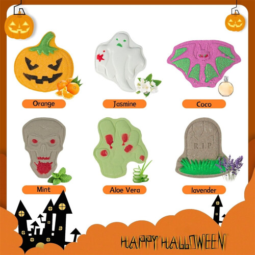 Kids Halloween Bath Bombs Set Scary Pattern Shaped Bubble Funny Creative Bath Toy For Gift 2