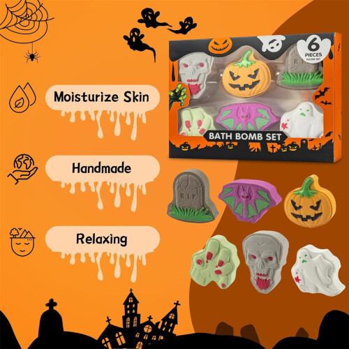 Kids Halloween Bath Bombs Set Scary Pattern Shaped Bubble Funny Creative Bath Toy For Gift 1