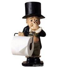 Toilet paper holder with shelf, funny bathroom toilet paper holder stand sculpture