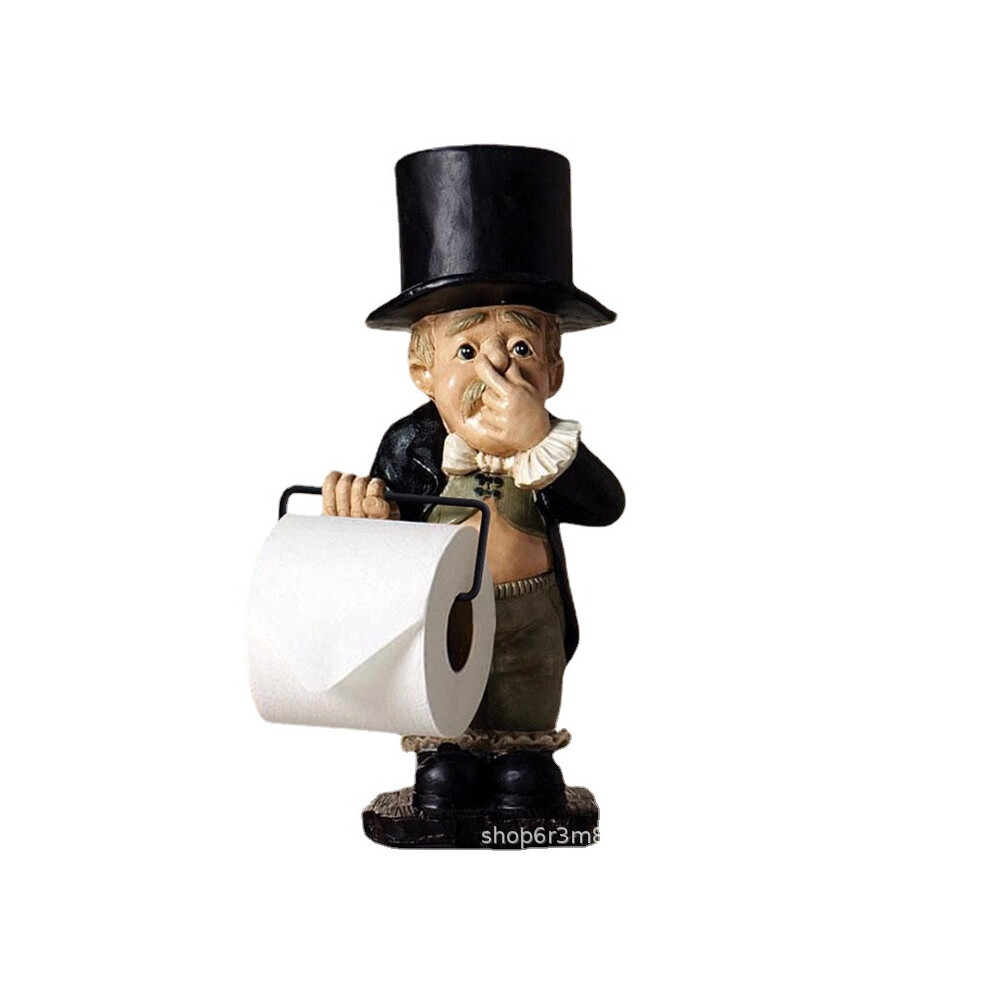 Toilet paper holder with shelf, funny bathroom toilet paper holder stand sculpture