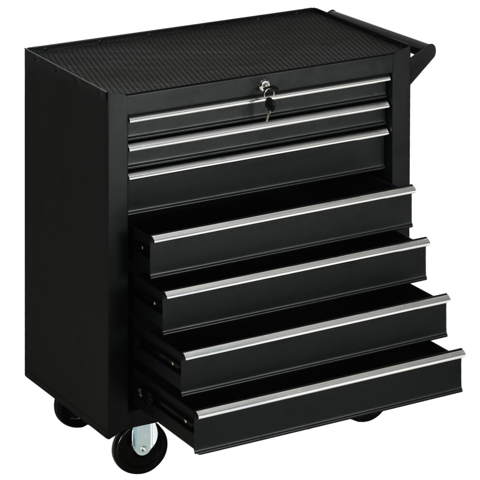 Roller Tool Storage Chest Box Garage Workshop 7 Drawers Black