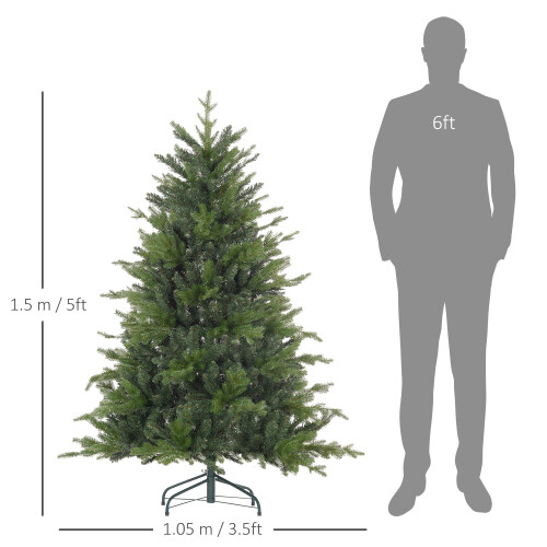Homcom HOMCOM 5 Ft Artificial Christmas Tree with Metal Base, Hinged Branches 1