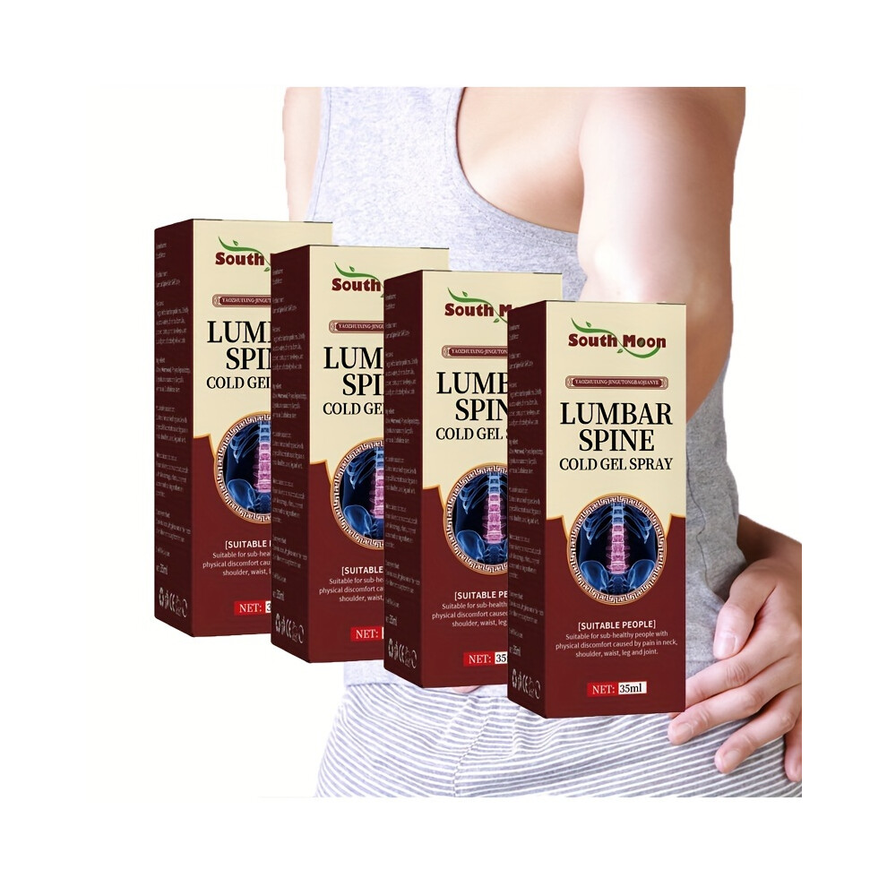 Flemye (4Pcs) Lumbar Cold Gel Spray, For Lumbar, Knees, Heels, Lumbar Spine Fatigue, Lumbar Spine Spray
