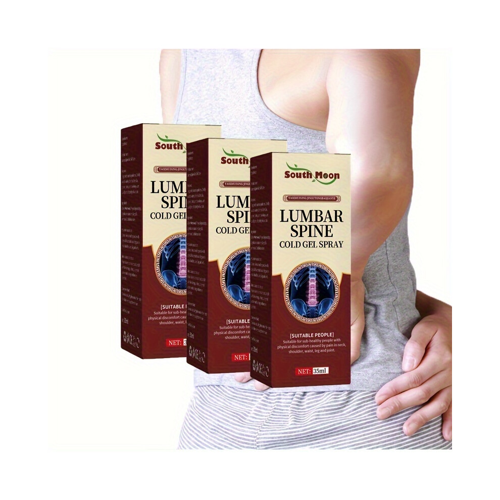Flemye (3Pcs) Lumbar Cold Gel Spray, For Lumbar, Knees, Heels, Lumbar Spine Fatigue, Lumbar Spine Spray