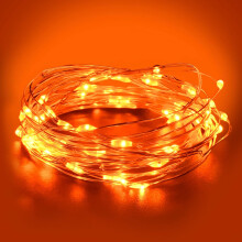 Dalugo Orange Fairy Lights 3M/10ft Amber Fairy Lights 30 LED Halloween Battery Lights Autumn Halloween Christmas Decorations Fireplace Home Decor