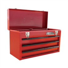 Hilka 3 Drawer Portable Tool Chest Steel Metal Tools Storage Box - Red