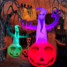 Halloween Inflatable Ghost Pumpkin Decoration With LED Light For Yard Garden Outdoor Party