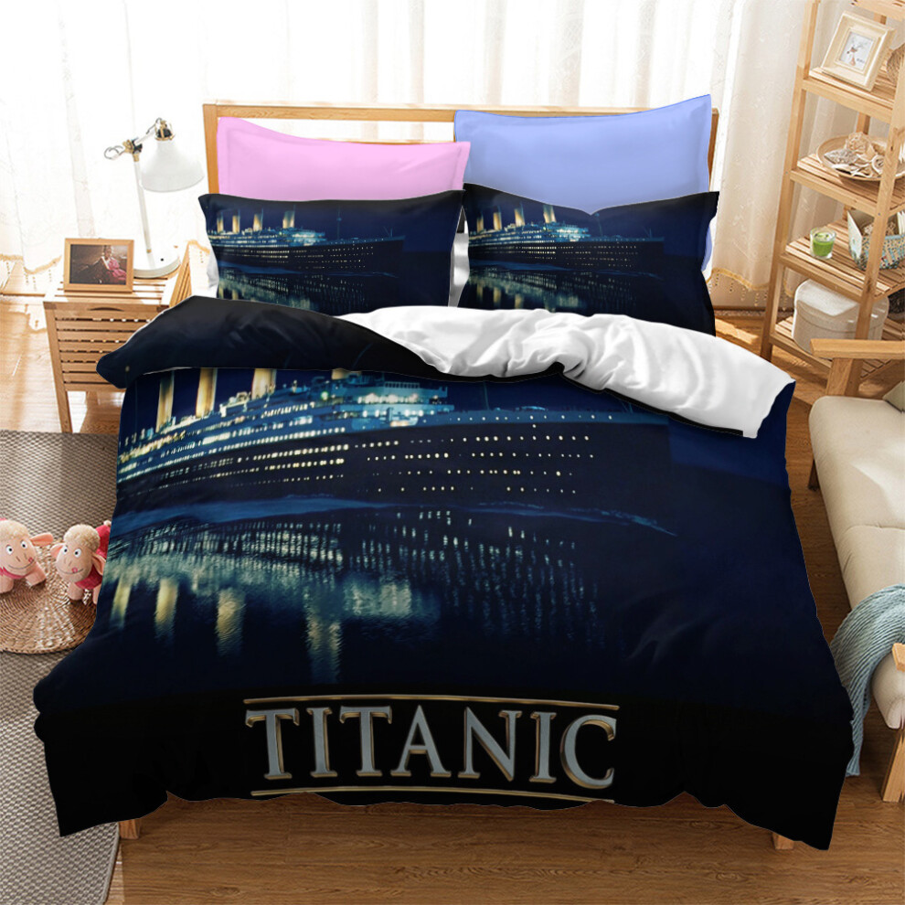 (3pcs(135X200cm), Style 3) Titanic 3D Duvet Cover, Quilt Cover Bedding Sets, Polycotton Jack And Rose Motion Picture Pattern Quilt Bed Set