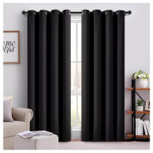(Black 260 GSM, 66" x 72") Room Darkening Curtains Ready Made Ring Top