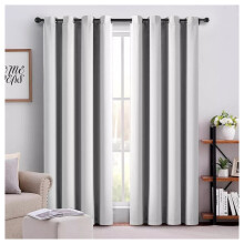 (Silver 260 GSM, 66" x 54") Room Darkening Curtains Ready Made Ring Top
