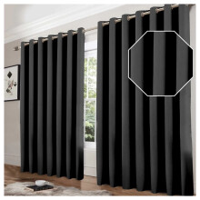 (Dark Grey 260 GSM, 66" x 90") Room Darkening Curtains Ready Made Ring Top