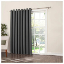 (Dark Grey 260 GSM, 66" x 84") Room Darkening Curtains Ready Made Ring Top