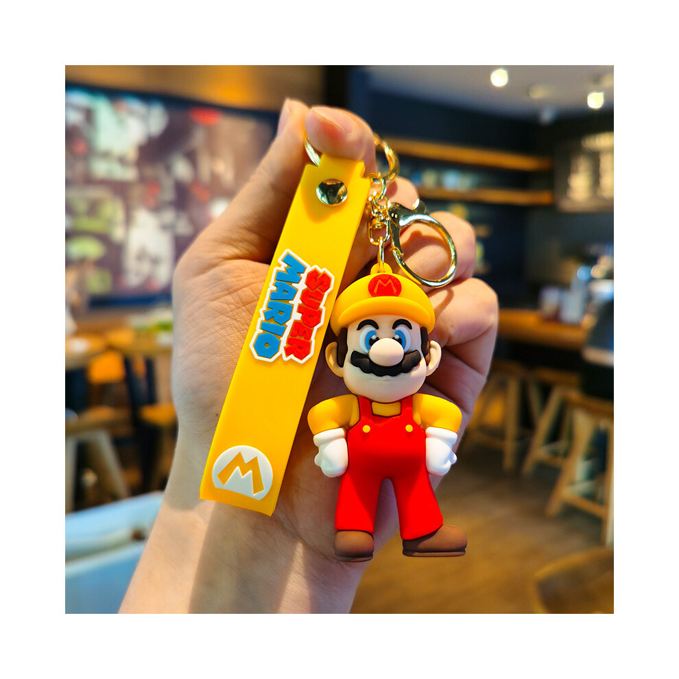 (Super Mario Yellow) Super Mario Keychain Mario Bros Luigi figure Action Figure Model Cartoon Bag Doll Pendant Toys Gift