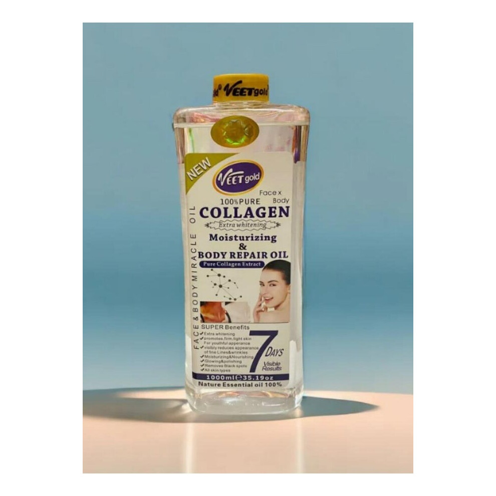 Gold Veet Collagen Moisturizing & Body Repair Oil 1000Ml | Hydrating & Nourishing Body Oil For Dry Skin | Firming & Skin Renewal Formula