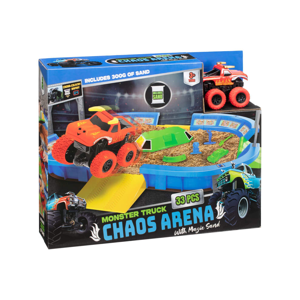 Monster Truck Arena Complete with Magic Sand,Experience Authentic 33pc