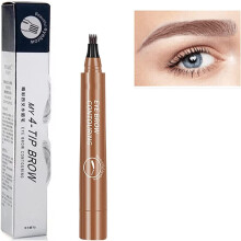 (Light Brown) 4 Tipped Precise Brow Pen, 4 Point Eyebrow Pencil Waterproof Liquid Eyebrow Pen Makeup With a Micro-Fork Tip Applicator