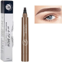 (Dark Brown) 4 Tipped Precise Brow Pen, 4 Point Eyebrow Pencil Waterproof Liquid Eyebrow Pen Makeup With a Micro-Fork Tip Applicator