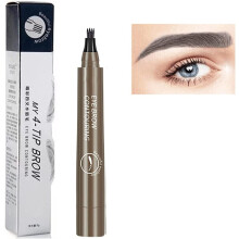 (Gray Brown) 4 Tipped Precise Brow Pen, 4 Point Eyebrow Pencil Waterproof Liquid Eyebrow Pen Makeup With a Micro-Fork Tip Applicator