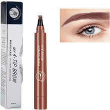 (Reddish Brown) 4 Tipped Precise Brow Pen, 4 Point Eyebrow Pencil Waterproof Liquid Eyebrow Pen Makeup With a Micro-Fork Tip Applicator