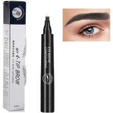 (Natural Black) 4 Tipped Precise Brow Pen, 4 Point Eyebrow Pencil Waterproof Liquid Eyebrow Pen Makeup With a Micro-Fork Tip Applicator
