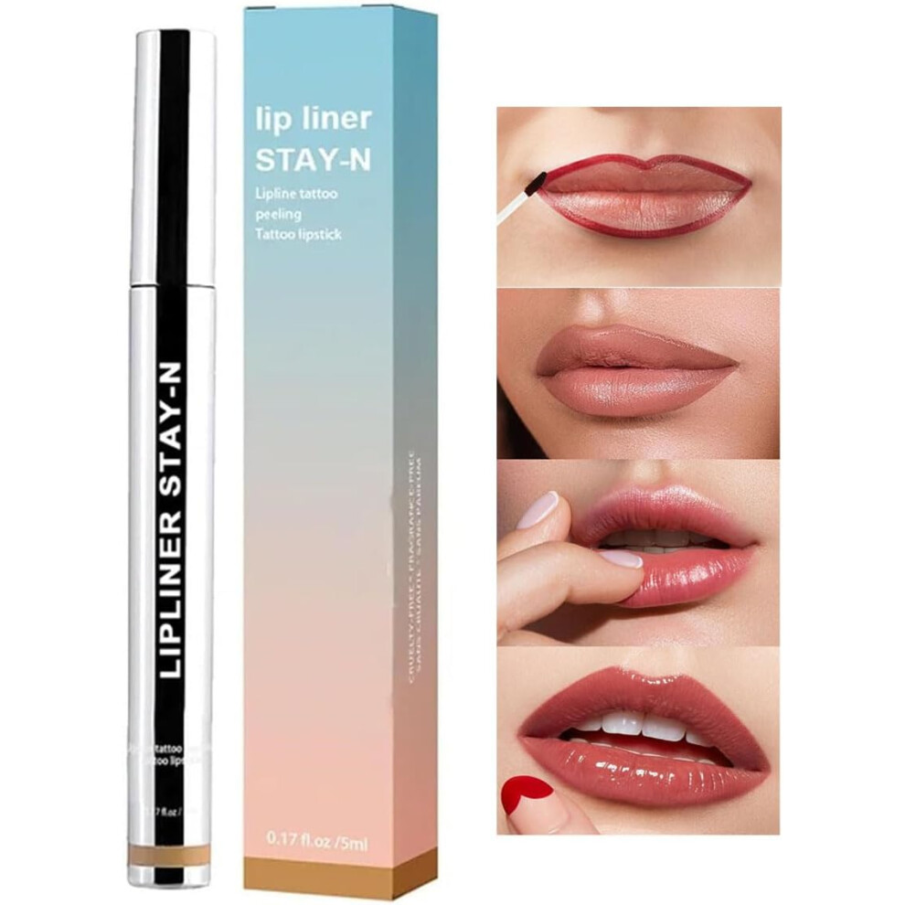 Gogerstar Brown (Dark ) Detachable Lip Liner, Peel Off Lip Liner Tattoo,Long Lasting Waterproof Peel Off Lip Stain, Plump Peel Lip Liner Pencil