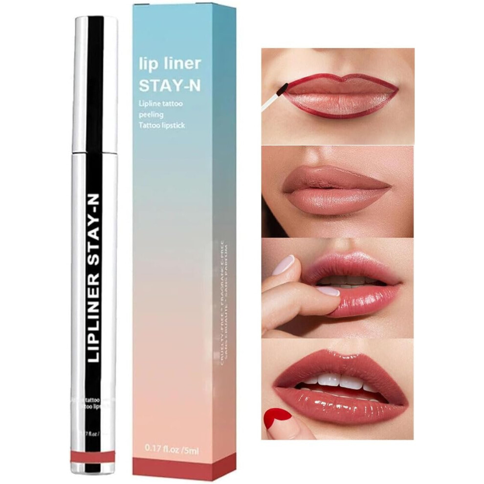 Gogerstar Red (Burgundy) Detachable Lip Liner, Peel Off Lip Liner Tattoo,Long Lasting Waterproof Peel Off Lip Stain, Plump Peel Lip Liner Pencil