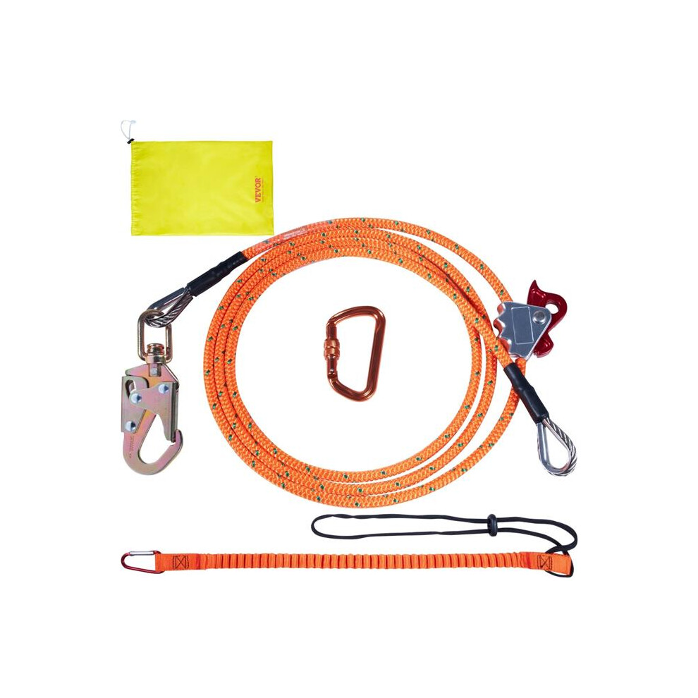 Vevor Gsstjjsgss8yaa2n9v0 Steel Core Flipline, 0.50 In. X 8 Ft. Arborist Flipline, Flip Line For Tree Climbing With Alloy Steel Snap Hook