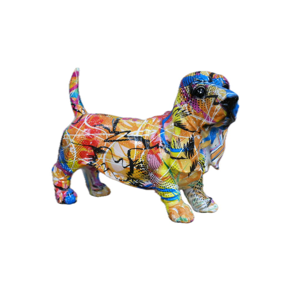 Graffiti Style Basset Hound Resin Decorative Ornament | Trendy Decor-image-OPC-PFBDDDZ-NEW