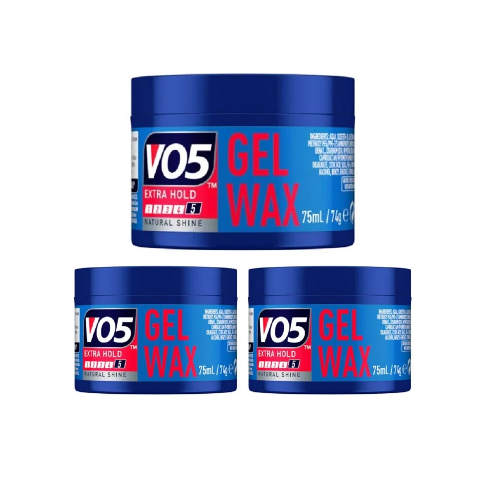 3 x 75ml Vo5 GEL WAX Extra Hold Natural Shine