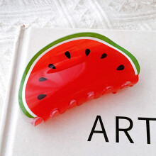 (Watermelon) Adorable Large Fruit Hair Claw Clip Ideal For Stylish Ponytails And Updos