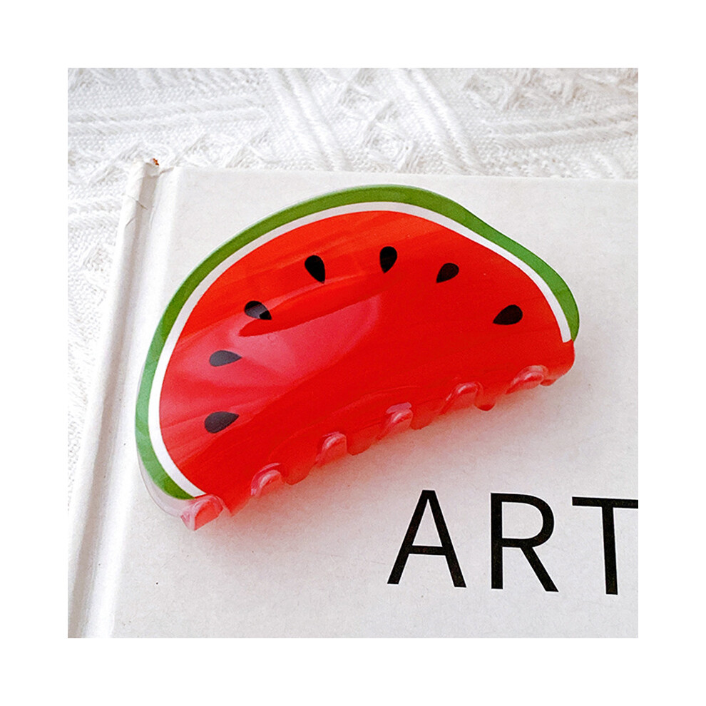 (Watermelon) Adorable Large Fruit Hair Claw Clip Ideal For Stylish Ponytails And Updos
