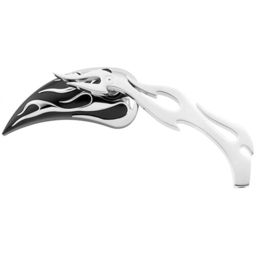 BC Black Teardrop Mirror with Flame