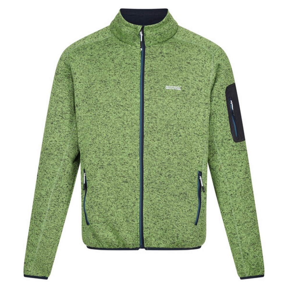 (L, Piquant Green/Moroccan Blue) Regatta Mens Newhill Marl Full Zip Fleece Jacket