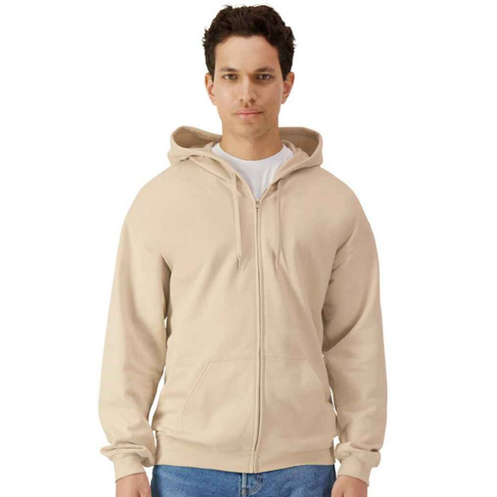 (XL, Sand) Gildan Mens Midweight Soft Touch Full Zip Hoodie