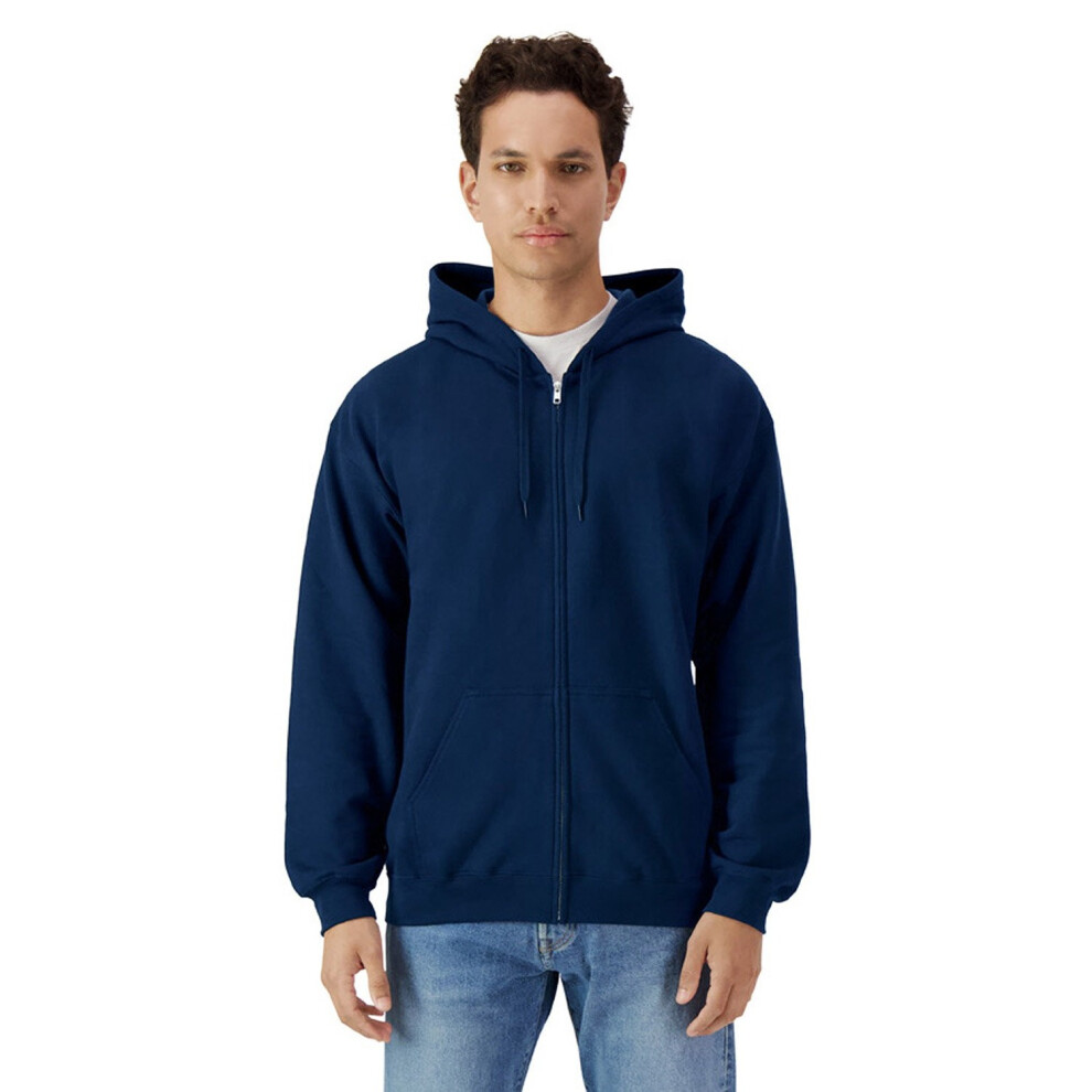 (XXL, Navy) Gildan Mens Softstyle Fleece Midweight Full Zip Hoodie