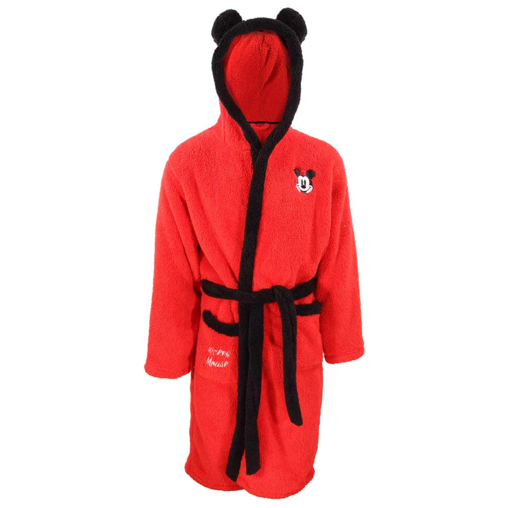 (L-XL, Red) Disney Unisex Adult Mickey Mouse Logo Dressing Gown
