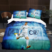 (Style 1, 2pcs(135X200cm)) Football fan gift bedding duvet cover, football star CR7 Ronaldo 3D printed duvet cover